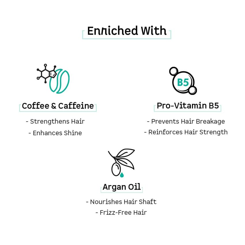 mCaffeine Hair Fall Control Coffee Conditioner (250ml) | With Pro-vitamin B5 and Argan Oil | Strengthens and Nourishes Hair Shafts | Sulphate and Silicone Free