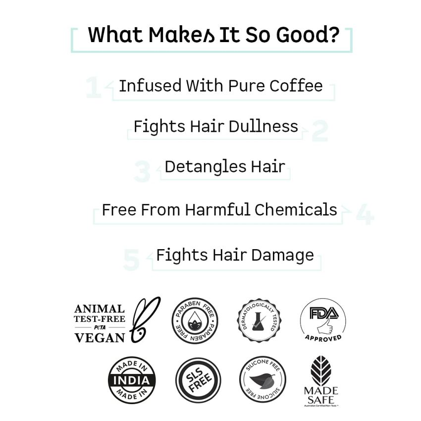 mCaffeine Hair Fall Control Coffee Conditioner (250ml) | With Pro-vitamin B5 and Argan Oil | Strengthens and Nourishes Hair Shafts | Sulphate and Silicone Free
