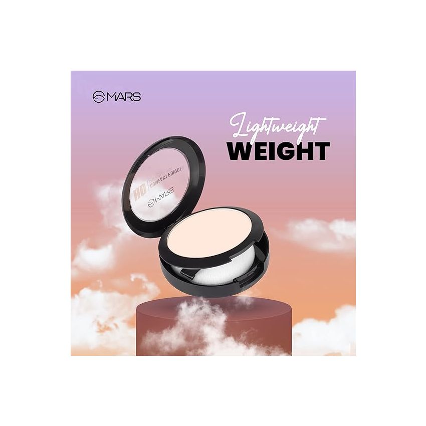 MARS HD Mattifying Compact Powder | Lightweight Formula with Oil Control | Long Lasting & Travel friendly (8g) (01-ICING)