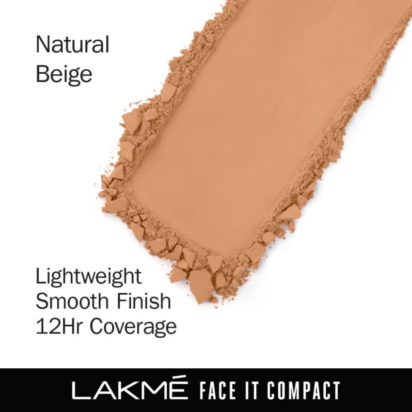 LAKMÉ Natural Finish Faceit Compact For All Skins, Natural Beige, (9 Grams)