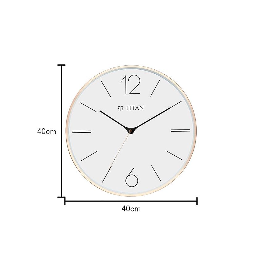 Titan Metal Contemporary Rose Gold Analog Wall Clock with Silent Sweep Technology, 40.0 X40.0 Cm (Large)