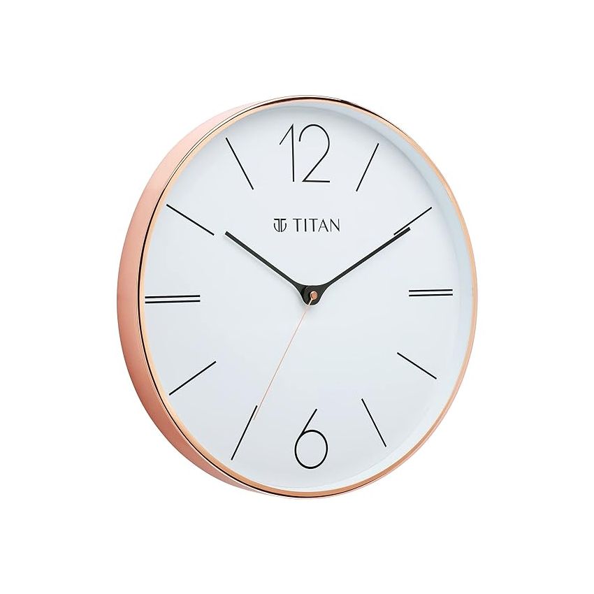 Titan Metal Contemporary Rose Gold Analog Wall Clock with Silent Sweep Technology, 40.0 X40.0 Cm (Large)