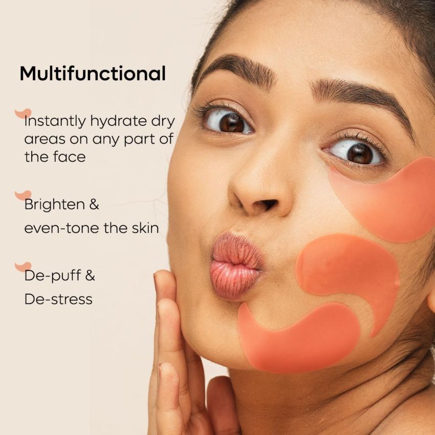 mCaffeine Cooling Under Eye Patches for Brightness | Reduces Pigmentation with 4% Niacinamide & Kombucha Tea | Under Eye Patch Mask | Instantly Hydrates, Cools & De-Puffs - 15 Pairs