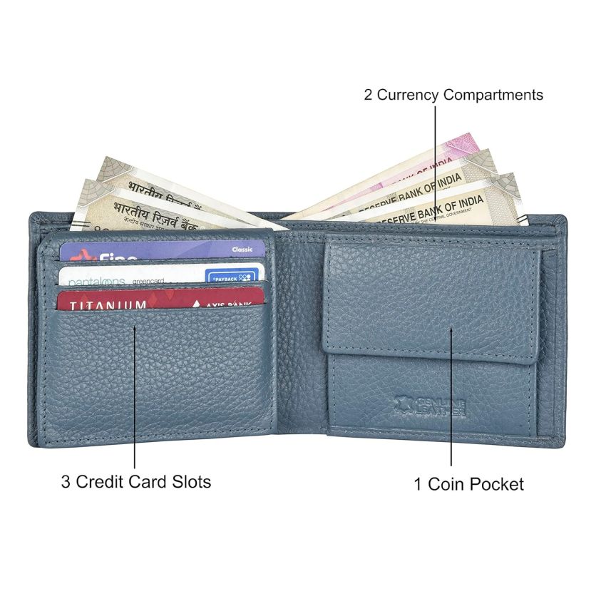 URBAN FOREST Cooper Pale Blue Leather Wallet for Men