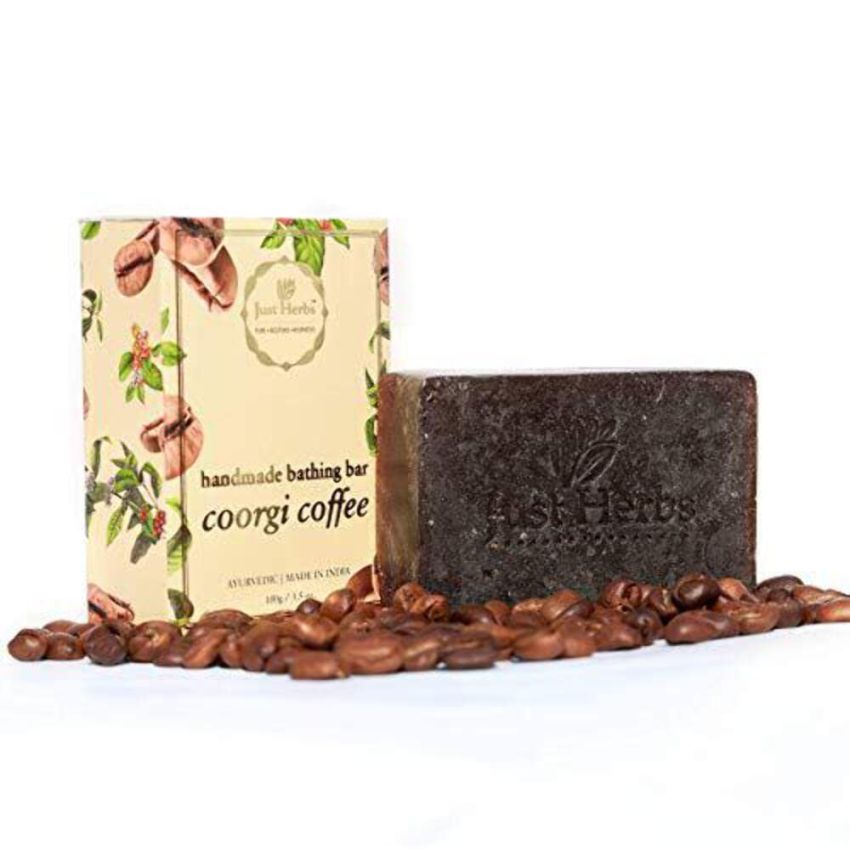 Just Herbs Ayurvedic Coorgi Coffee Handmade Skin Detoxify Bathing Soap Bar For All Skin Types, Organic & Chemical Free Soap Bar For Men & Women