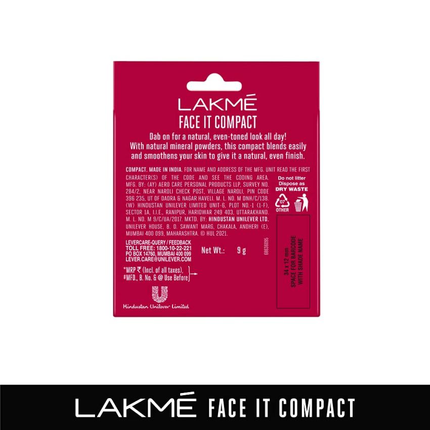 Lakme Nourishing,Smoothening Face It Compact, Coral, 9 G