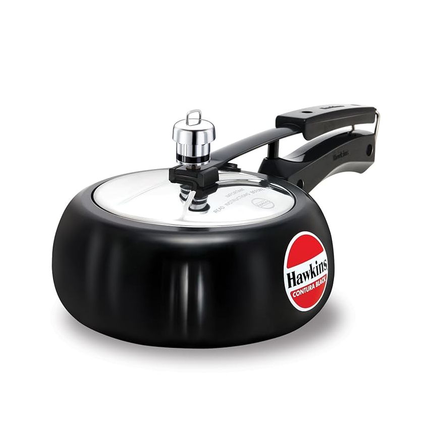 Hawkins Contura Black Stainless Steel Inner Lid Pressure Cooker, 2 Litre, Black (Cb20), 2 Liter