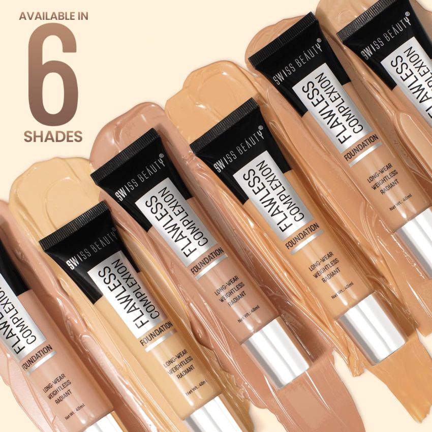 SWISS BEAUTY Pearl Illuminator Matte Full Coverage Foundation Cream For All Skin Types, Face Makeup, Shade- Nude Warm, 35Gm, Pack Of 1