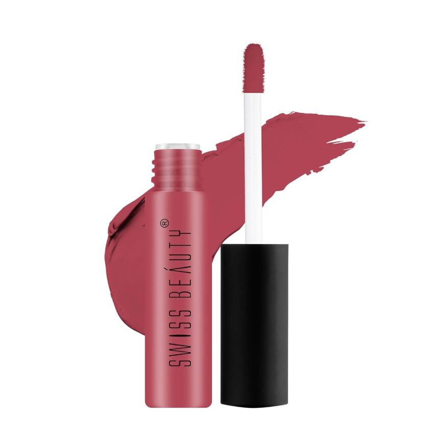 Swiss Beauty Soft Matte Lip Cream Weightless Lipstick | Long Lasting Lipstick With Velvety Finish | Shade- Crimson Red, 6ml