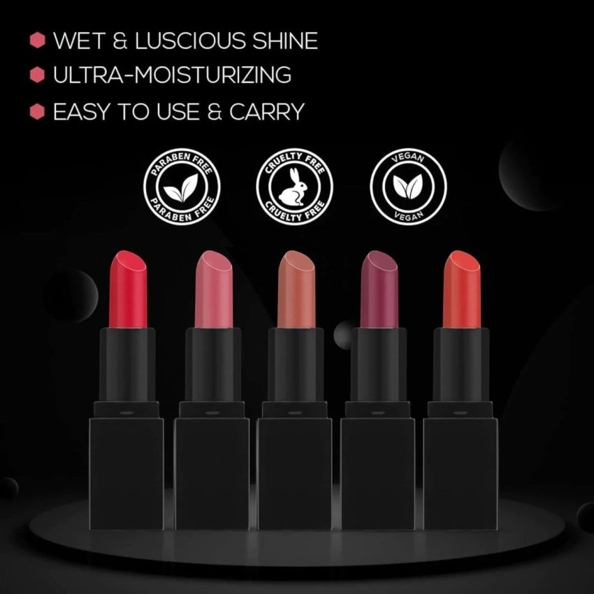 RENEE Crēme Mini Lipstick Combo Pack of 5-1.65gm Each, Long Lasting Creamy Finish - Enriched With Jojoba Oil, Keeps Lips Hydrated & Nourished, Travel Friendly