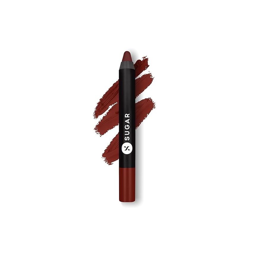 SUGAR Cosmetics Matte As Hell Crayon Lipstick with Sharpner | Smudgeproof | Lasts Upto 8+ Hrs | 2.8gm - 36 Veronica Mars