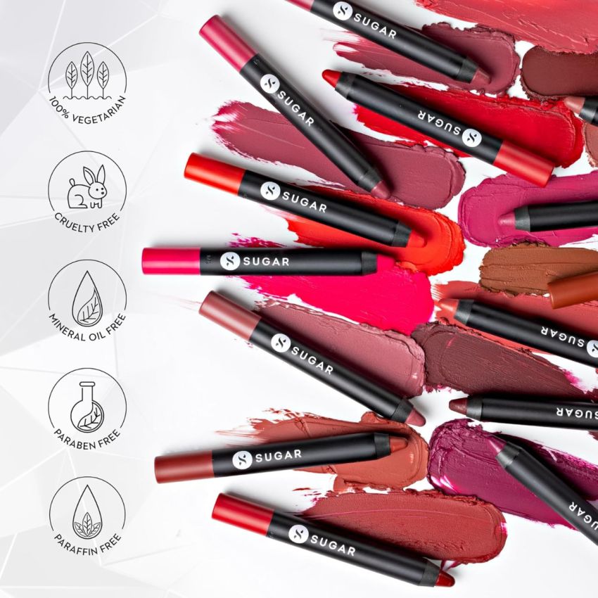 SUGAR Cosmetics Matte As Hell Crayon Lipstick with Sharpner | Smudgeproof | Lasts Upto 8+ Hrs | 2.8gm - 12 Baby Houseman