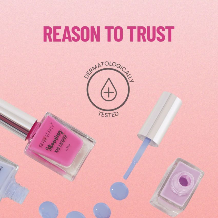 Swiss Beauty Stunning Nail Lacquer | Chip Resistant, Quick drying nail paint | Highly Pigmented with high shine Nail polish | Shade - Craze Coral, 10gm