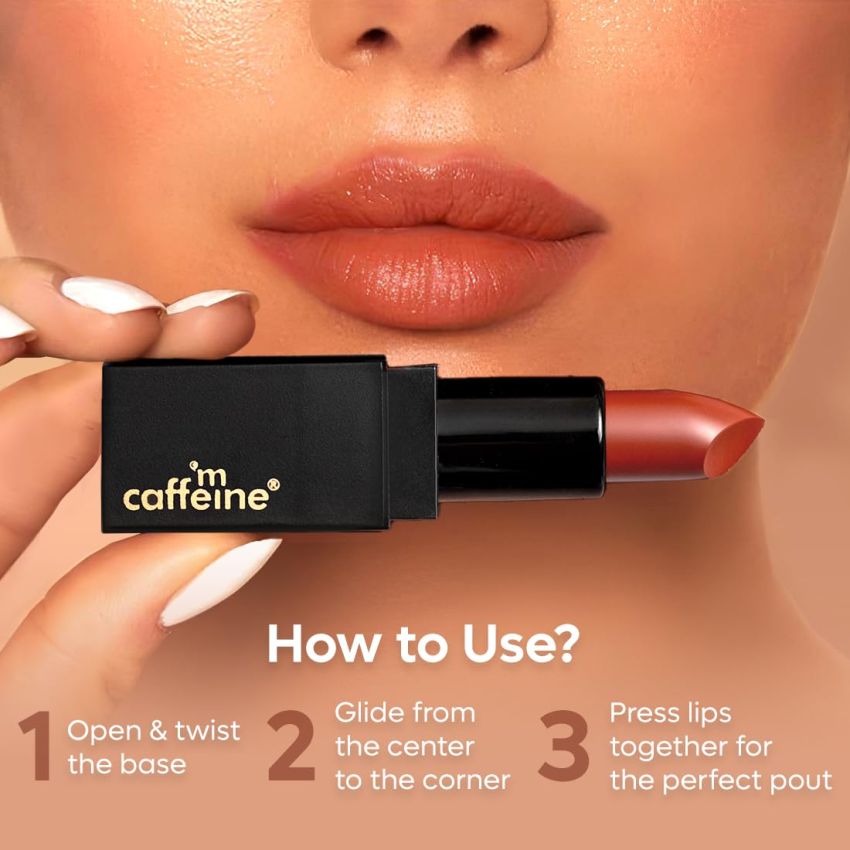 mCaffeine Cocoa Kiss Creamy Matte Lipstick - Mocha Muse | Moisturizing & Non Drying, Lightweight & Long Lasting Formula | With Cocoa Butter, Caffeine & Vitamin E | SLS & Paraben Free