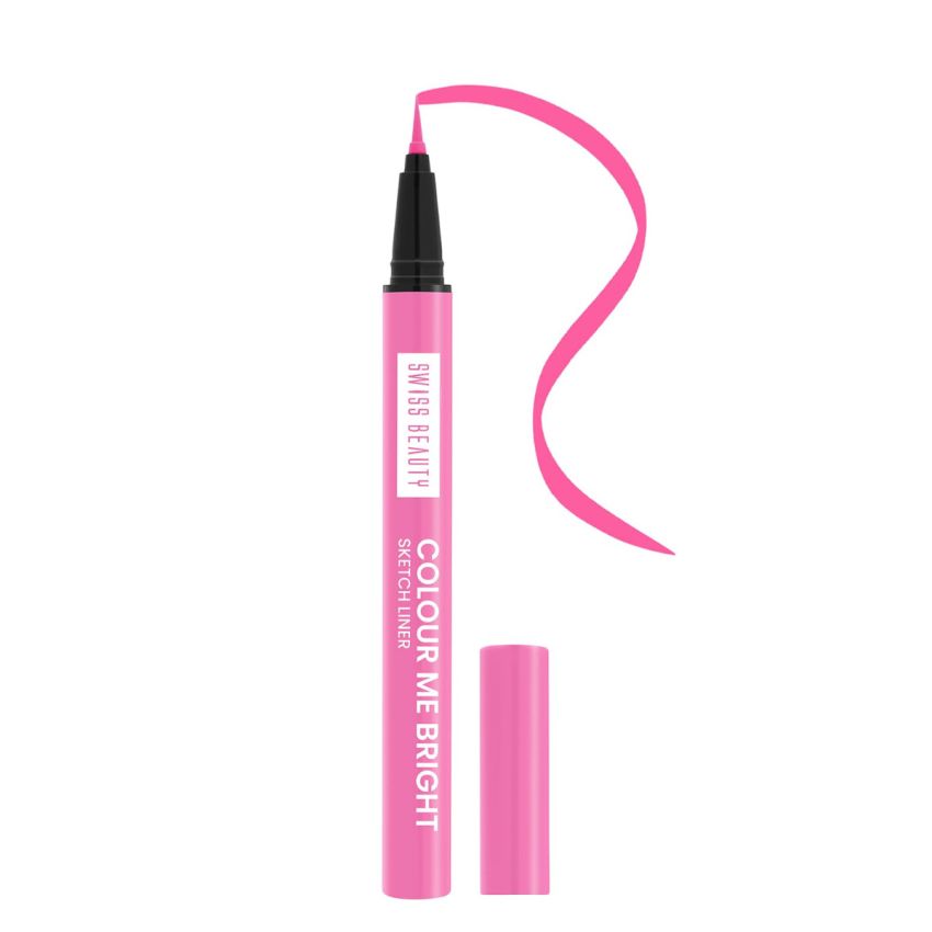 Swiss Beauty Colour Me Bright Matte finish Sketch Eyeliner with soft pen tip applicator | Quick Drying | Waterproof, smudge-proof eyeliner | Shade - Pink Crush, 0.7ml