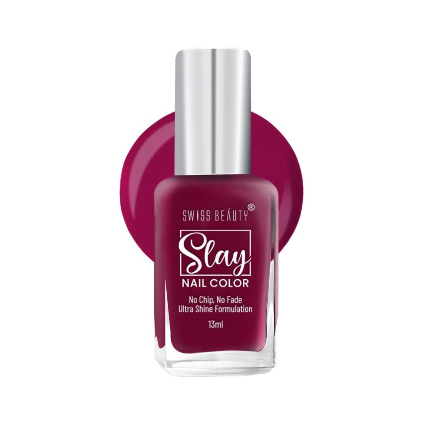 Swiss Beauty Slay Nail Color | Glossy Finish, Long Lasting Nail Paint| Chip resistant, Quick drying Nail Polish | Shade- Crystal Pink, 25Ml