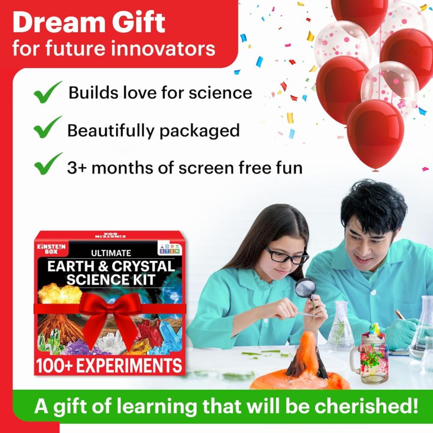 Einstein Box Ultimate Earth & Crystal Science Kit | Science Kits for Kids Age 6-14 | STEM Projects | Learning & Education Toys for 6-8-10-12-14 Year Old Boys & Girls | Gift Ideas for Boys & Girls |