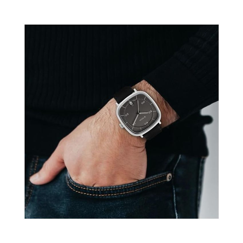 Titan Neo Curve Quartz Analog with Date Gray Dial Black Leather Strap Watch for Men-NS1885SL02/NT1885SL02