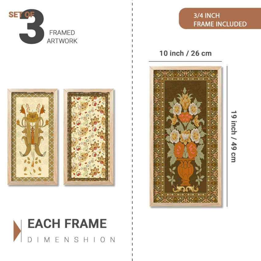 kotart - Painting for wall Hanging |Traditional Indian Art Pichwai Wall Décor Paintings | Indian Art Pichwai Wall Décor Paintings For Home Décor Living Room Bedroom Set of 3 (10X19 INCH, D)