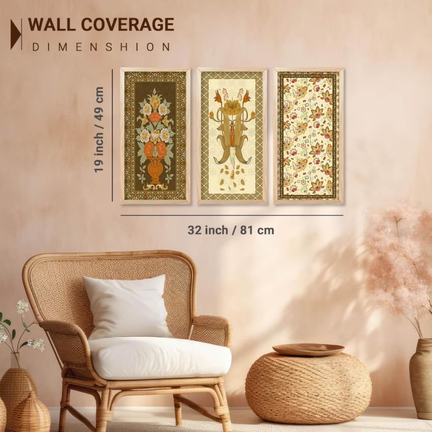 kotart - Painting for wall Hanging |Traditional Indian Art Pichwai Wall Décor Paintings | Indian Art Pichwai Wall Décor Paintings For Home Décor Living Room Bedroom Set of 3 (10X19 INCH, D)