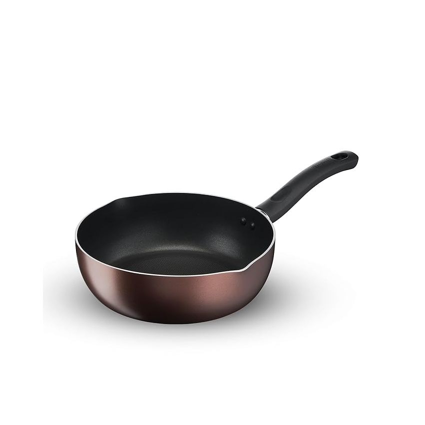 Tefal Day by Day Non Stick Deep Frypan, Smart Thermo Signal Temperature Indicator Technology, Titanium Coating, Black, 24cm,2100112995