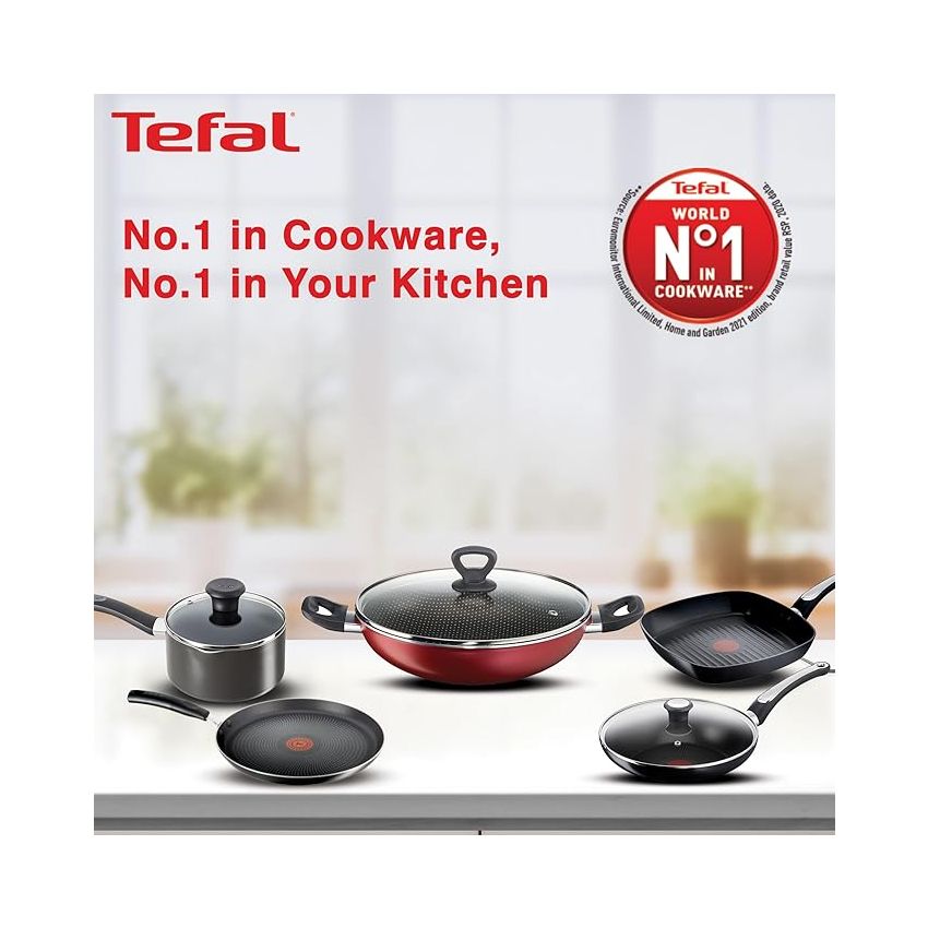 Tefal Day by Day Non Stick Deep Frypan, Smart Thermo Signal Temperature Indicator Technology, Titanium Coating, Black, 24cm,2100112995