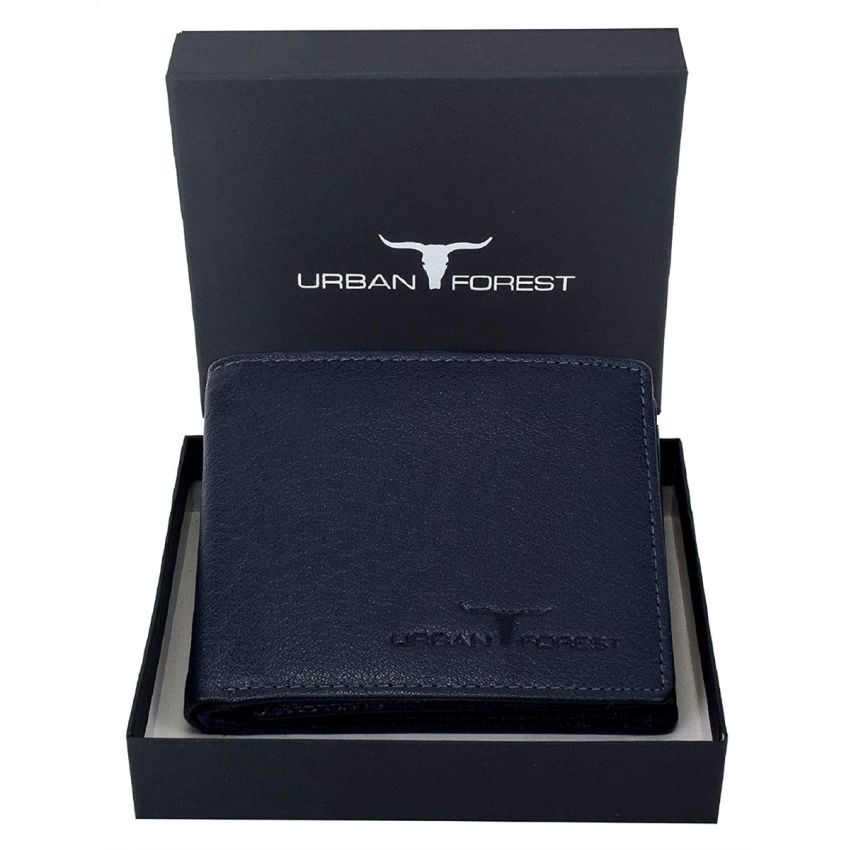 URBAN FOREST Dakota Dark Blue Leather Wallet for Men