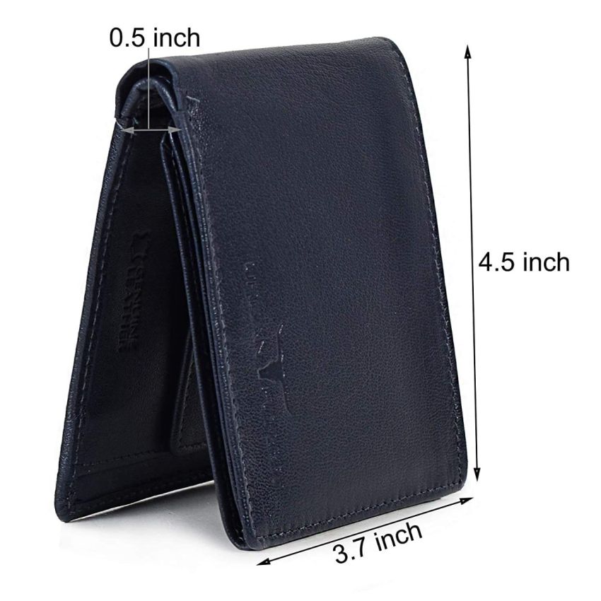 URBAN FOREST Dakota Dark Blue Leather Wallet for Men