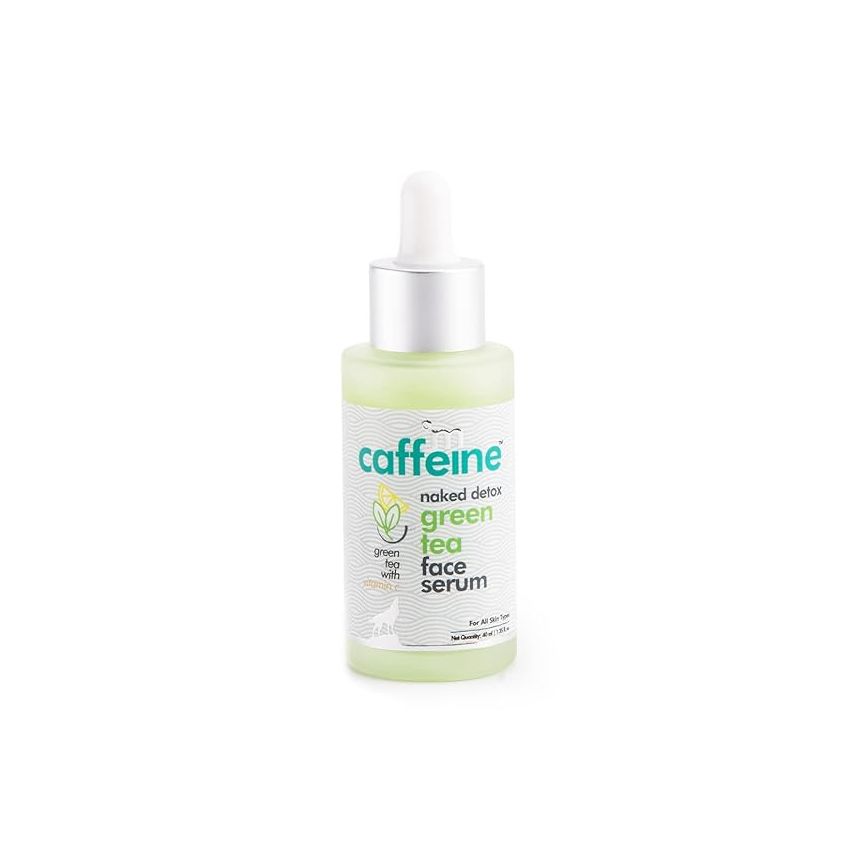 mCaffeine Green Tea Hydrating Face Serum for Glowing Skin with Vitamin C & Hyaluronic Acid | Reduces Dark Spots, Pigmentation & Prevents Sun Damage | For Men & Women | 72 Hrs Hydration | 40ml