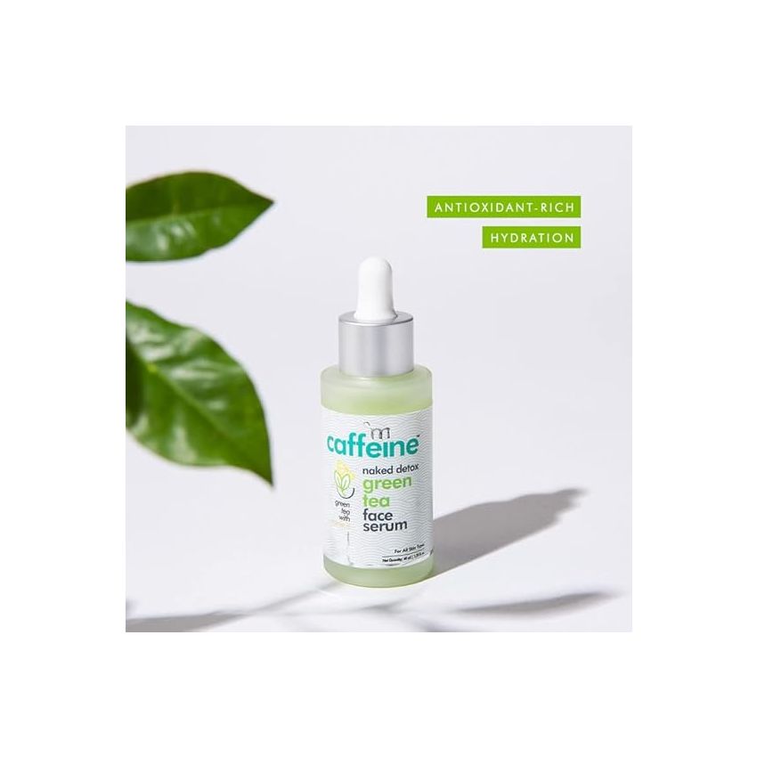 mCaffeine Green Tea Hydrating Face Serum for Glowing Skin with Vitamin C & Hyaluronic Acid | Reduces Dark Spots, Pigmentation & Prevents Sun Damage | For Men & Women | 72 Hrs Hydration | 40ml