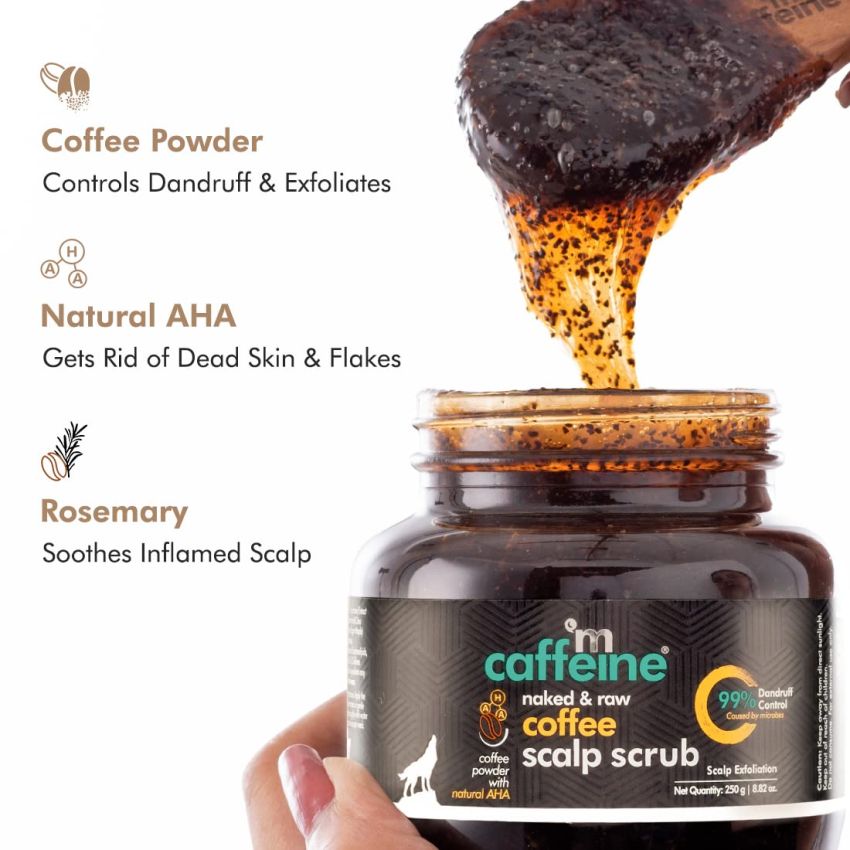 mCaffeine Anti Dandruff Coffee Scalp Scrub - 99% Dandruff Control Treatment for Men & Women | Scalp Exfoliator & Dandruff Remover | For Itchy Scalp in Hot & Humid Weather- 250gm