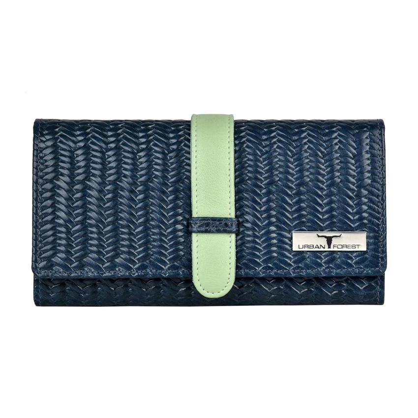 URBAN FOREST Danny Blue/Mint Green Leather Wallet for Women