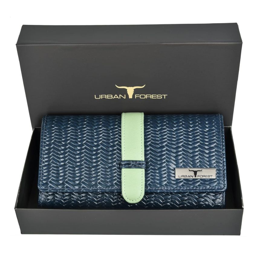 URBAN FOREST Danny Blue/Mint Green Leather Wallet for Women