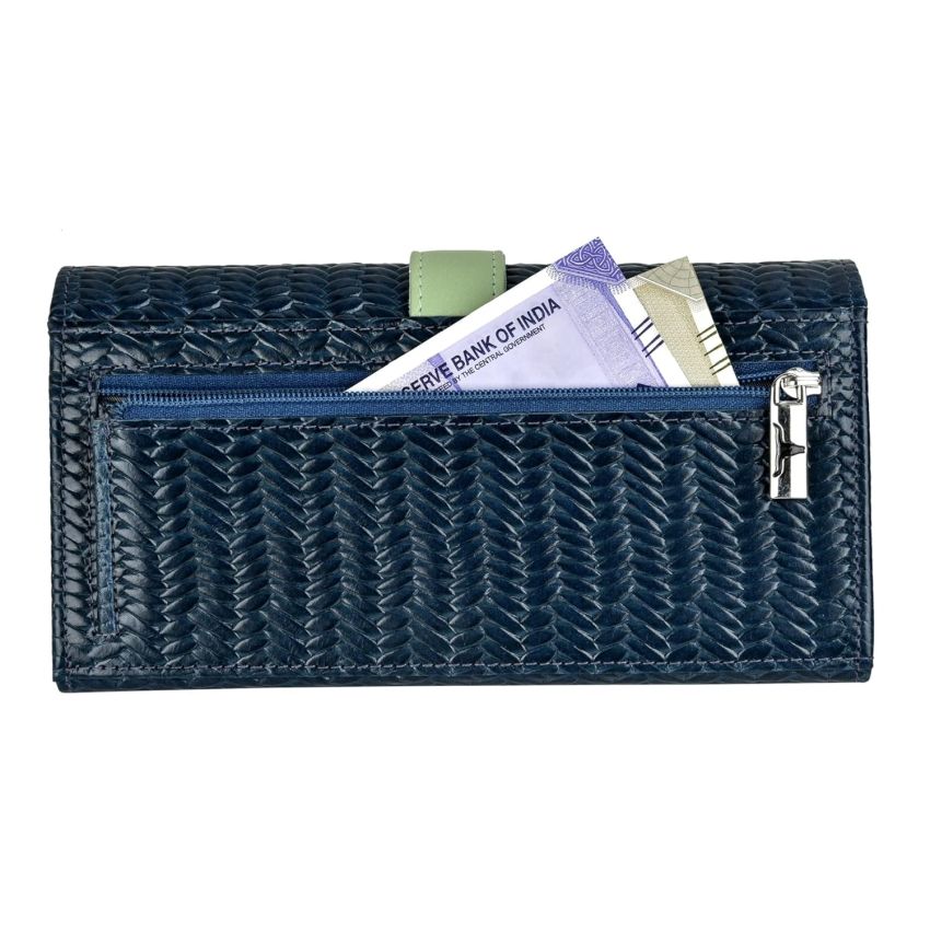 URBAN FOREST Danny Blue/Mint Green Leather Wallet for Women