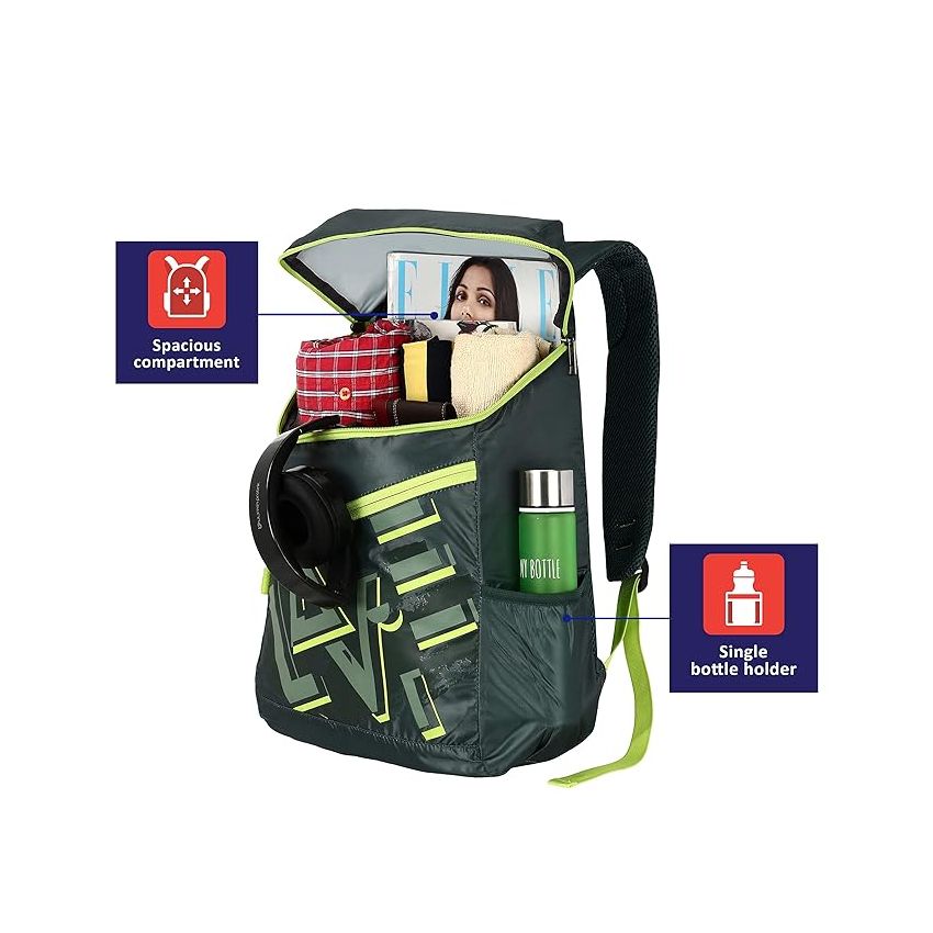 Lavie Sport Westport 24 Ltrs Latest Backpack | College bags for girls & boys (Dark Olive)