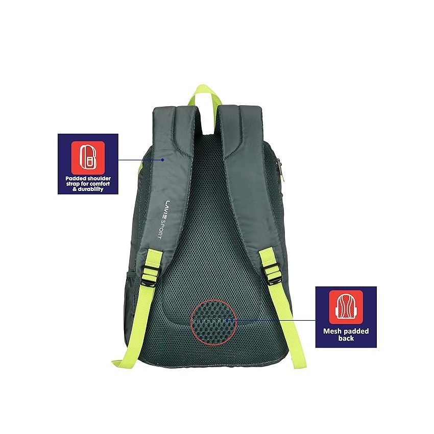 Lavie Sport Westport 24 Ltrs Latest Backpack | College bags for girls & boys (Dark Olive)