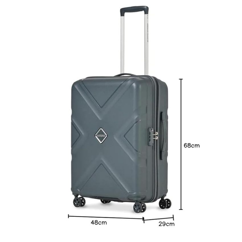American Tourister Krossplus 68Cm Polycarbonate Hard-Sided Spinner Medium Check-In Luggage, Suitcase, Trolley Bag (Dark Slate)
