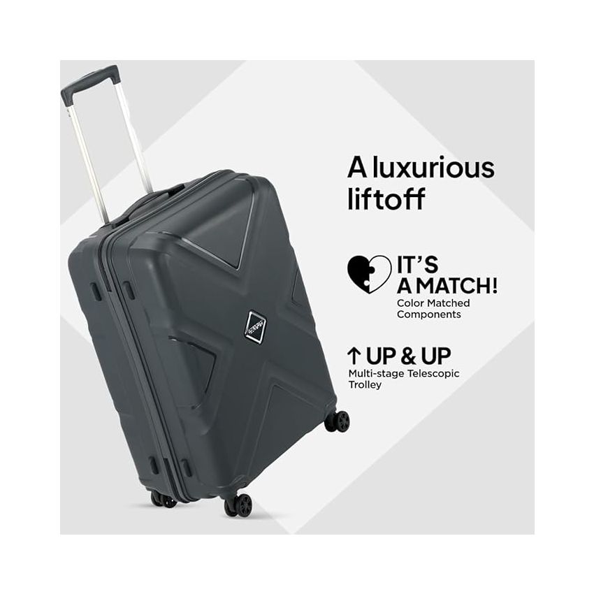 American Tourister Krossplus 68Cm Polycarbonate Hard-Sided Spinner Medium Check-In Luggage, Suitcase, Trolley Bag (Dark Slate)