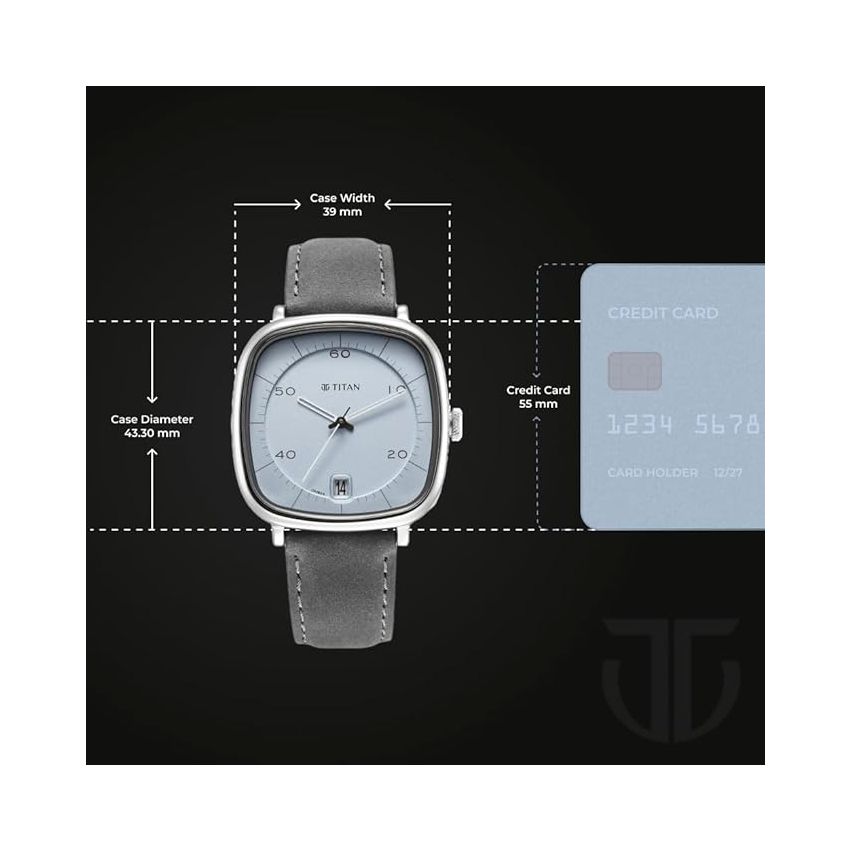 Titan Quartz Analog with Date Anthracite Dial Leather Strap Watch for Men-NS1885SL01