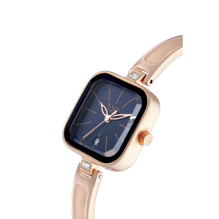 Titan Raga Viva Blue Dial Analog Date Metal Strap watch for Women-NS2607WM02