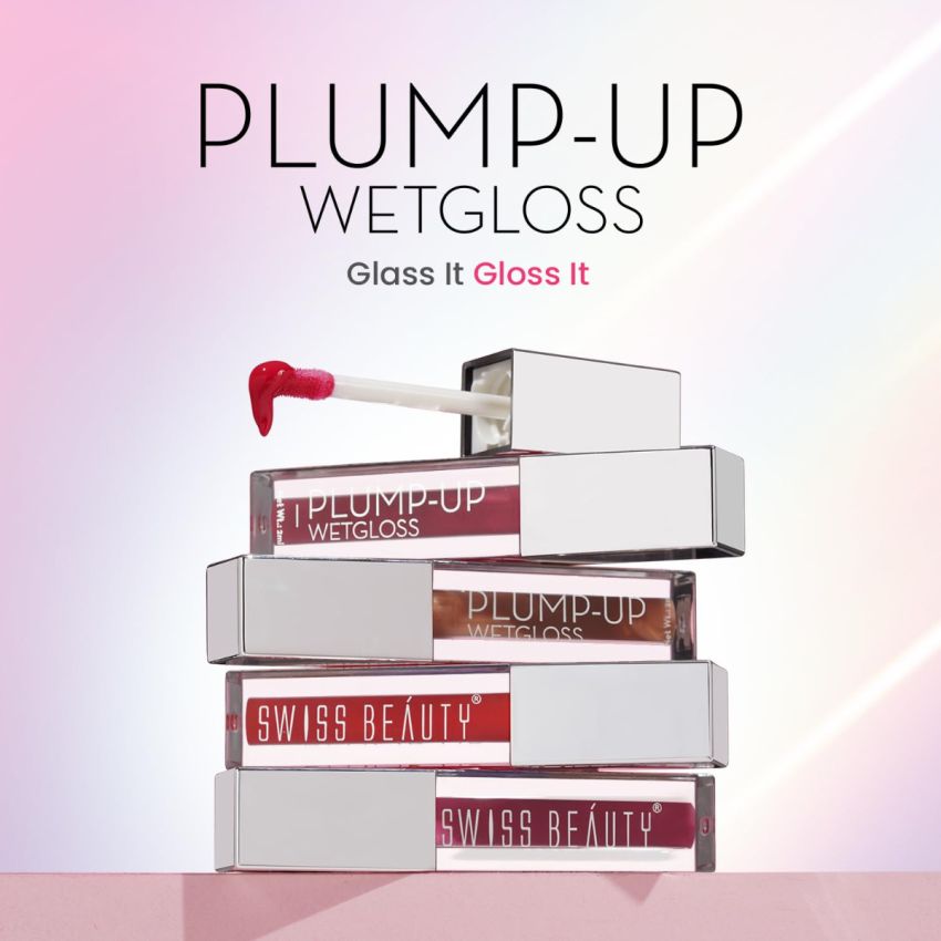 Swiss Beauty Plump-Up Wet Lightweight Lip Gloss With High Shine Glossy Finish For Fuller And Plump Lips | Shade- Barely There, 2Ml|
