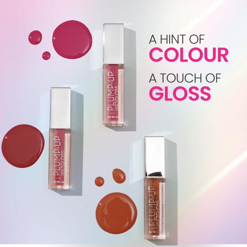 Swiss Beauty Plump-Up Wet Lightweight Lip Gloss With High Shine Glossy Finish For Fuller And Plump Lips | Shade- Barely There, 2Ml|