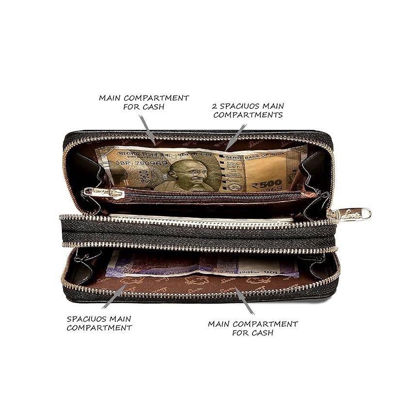 Lavie Women's Deboss Sally Dual Zip Wallet | Ladies Purse Wallet