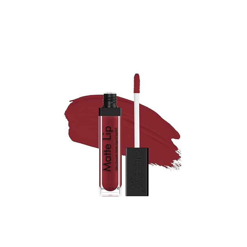 Swiss Beauty Ultra Smooth Matte Lip Liquid Lipstick, Smooth Lip Color, Weightless Finish, Silky Matte Finish, Shade- Deep Red, 6ml