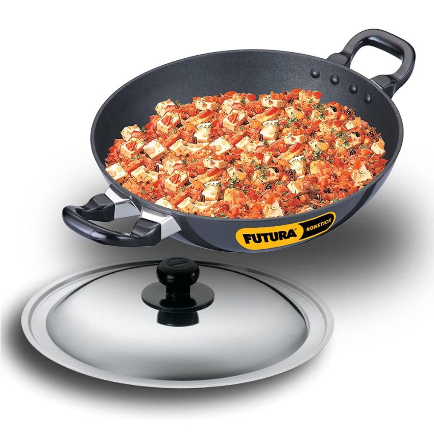 Hawkins Futura Non Stick Fry Pan 26cm, and Kadhai Deep-Fry Pan, 2.5 Litre with lid, Set of 2