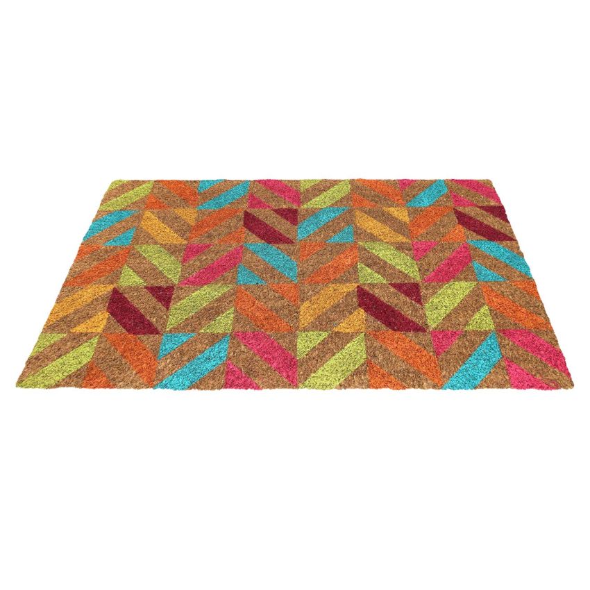 Onlymat Coir Doormat for Entrance, Non Slip Door Rectangular Rug with Heavy Duty PVC Backing, Perfect for Indoor-Outdoor Use with Abstract Design Print, Multicolor, 29.53