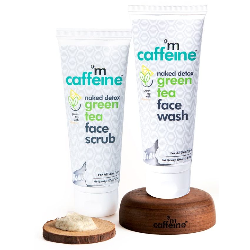mCaffeine Detox Facial Kit with Face Wash & Face Scrub | Enriched with Green Tea & Vitamin C | Night Care Routine | Calm, Soothing & Refreshed Skin | Pack of 2 Combo - 200ml