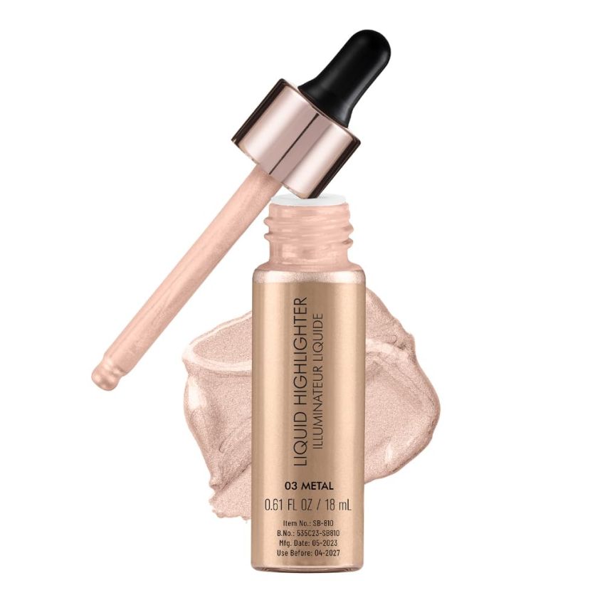 Swiss Beauty Drop & Glow Liquid Highlighter For Face Makeup | Illuminating Liquid Highlighter With Dewy Finish | Shade -Rosegold, 18ml