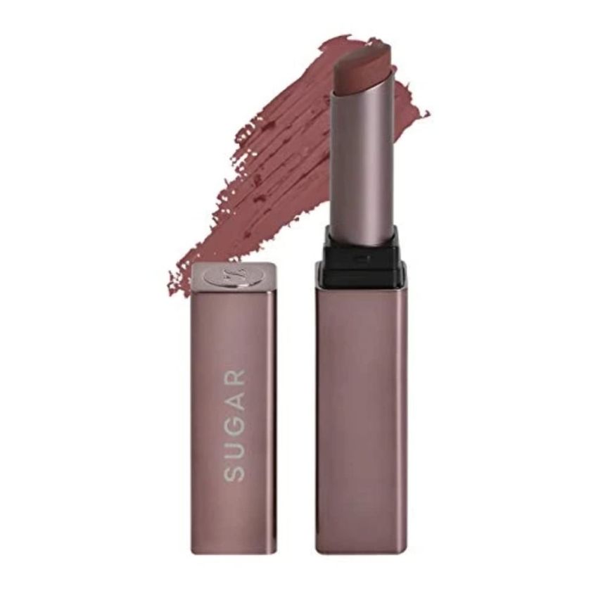 SUGAR Cosmetics Mettle Satin Lipstick | Highly Pigmented & Silky Matte Finish | Creamy Texture | Mango Butter Infused | 2.2 gm - 10 Diana (Peachy Pink)