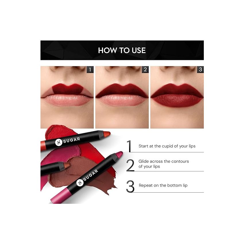 SUGAR Cosmetics Matte As Hell Crayon Lipstick with Sharpner | Smudgeproof | Lasts Upto 8+ Hrs | 2.8gm - 22 Donna Pinciotti